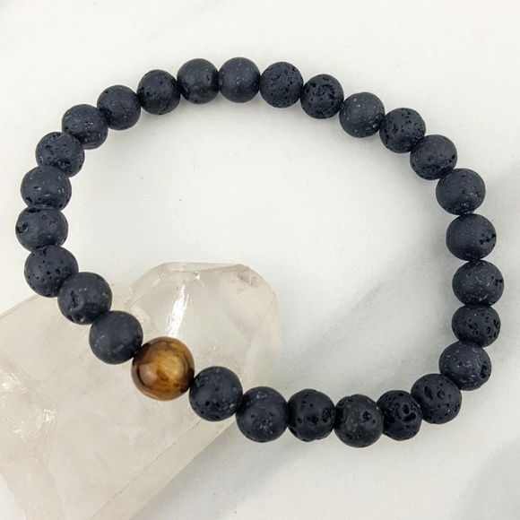 Protect • Tiger's Eye & Lava Crystal Bead Bracelet - Picture 2 of 4